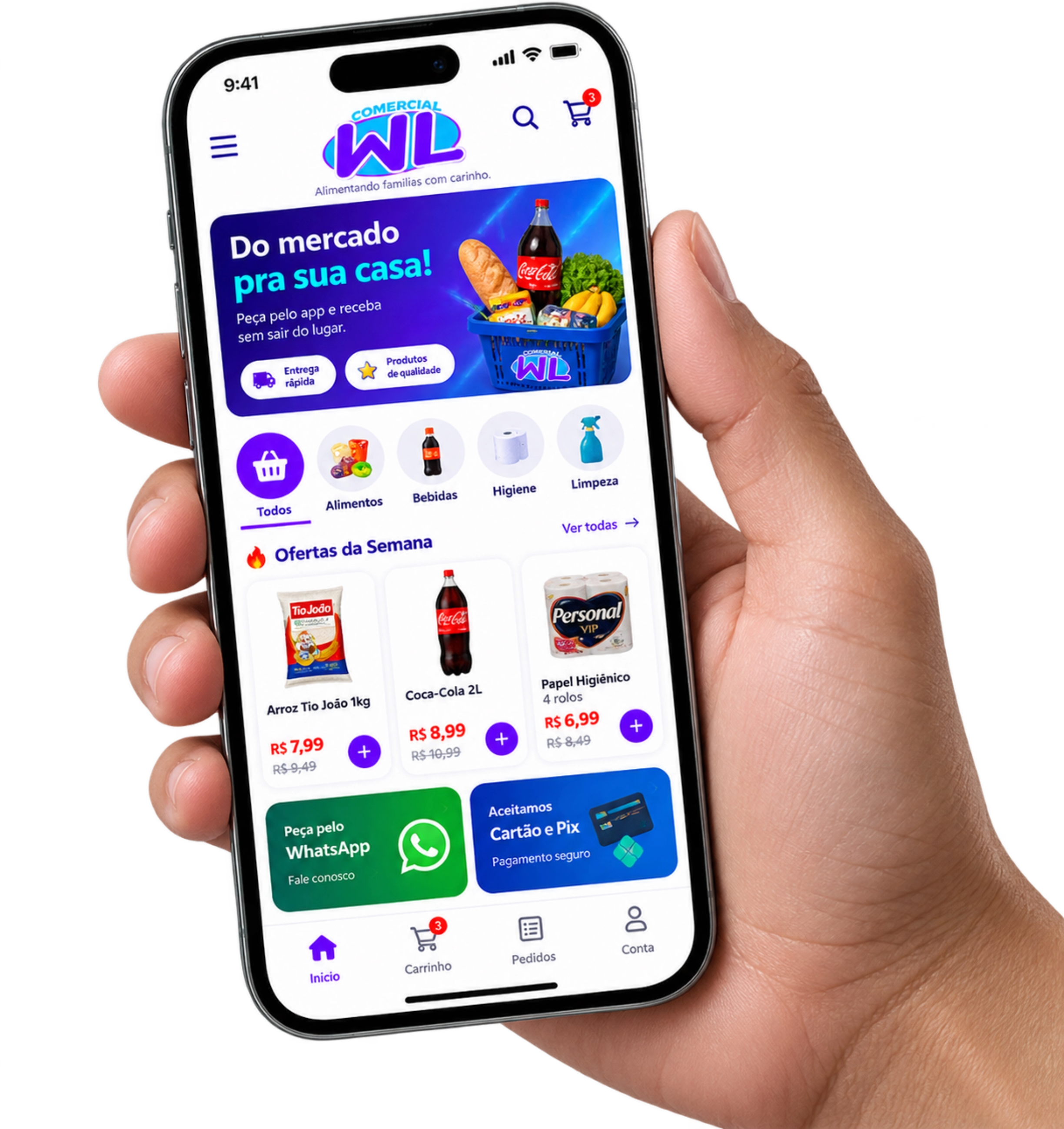 Prévia do aplicativo Comercial WL em um celular